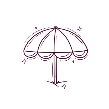 Hand Drawn Beach Umbrella. Doodle Vector Sketch Illustrationのイラスト素材