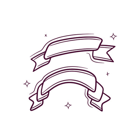 Hand Drawn Ribbon. Doodle Vector Sketch Illustrationのイラスト素材
