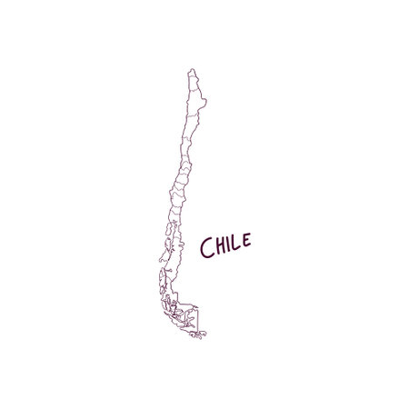 Hand Drawn Doodle Map Of Chile. Vector Illustrationのイラスト素材
