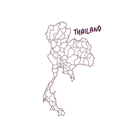 Hand Drawn Doodle Map Of Thailand. Vector Illustrationのイラスト素材