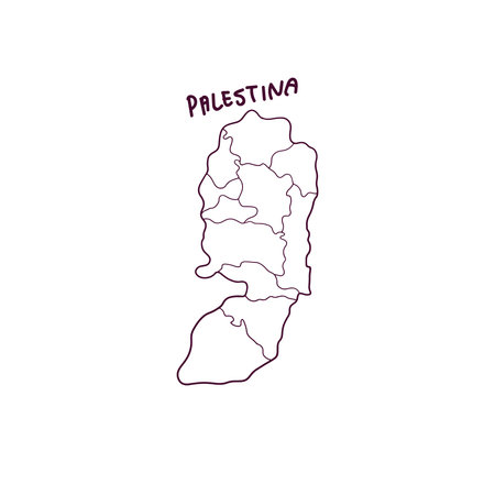 Hand Drawn Doodle Map Of Palestine. Vector Illustrationのイラスト素材