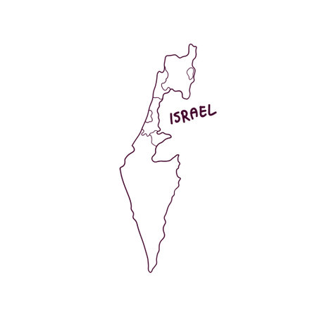 Hand Drawn Doodle Map Of Israel. Vector Illustrationのイラスト素材
