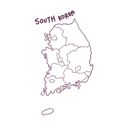 Hand Drawn Doodle Map Of South Korea. Vector Illustrationのイラスト素材