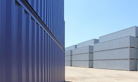 freight shipping containers at the docksの写真素材