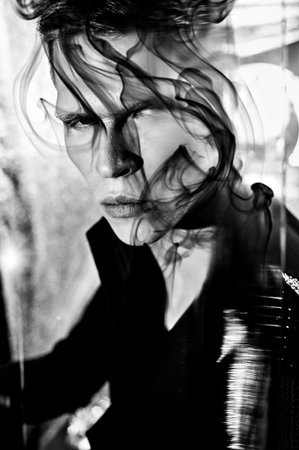 sexy man whith art hair ink on face