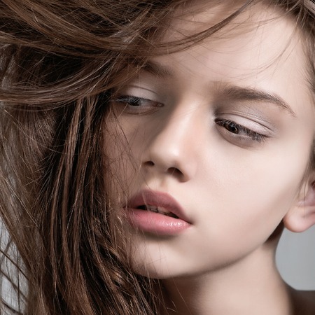 Fashion model with full lipsの写真素材