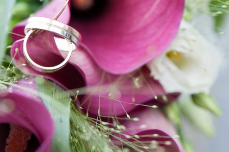 beautiful wedding bouquet whith ringsの写真素材