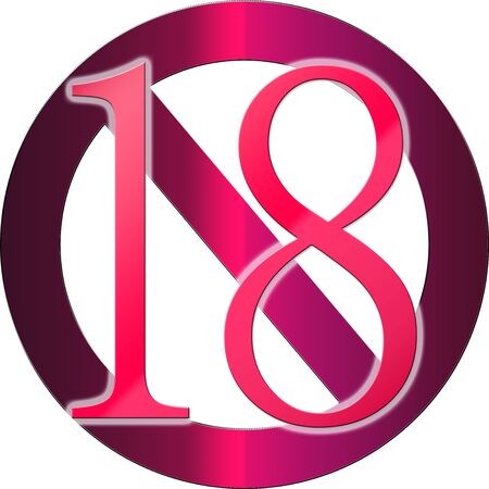 R18 (Rated R) (R-rated) rating sign! Adults only (NC-17). It is a very beautiful and luxurious R18 (PG).の写真素材