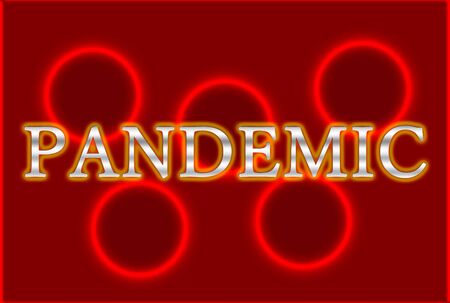 It is an illustration with the character string pandemic. The background is also beautiful.の写真素材