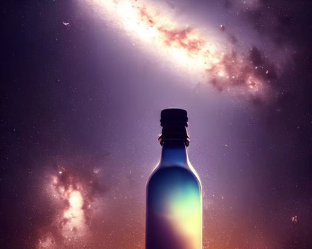 Dreamy colorful star bottleの写真素材