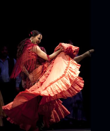 CHENGDU - DEC 28: The Ballet Troupe of Spanish Rafael Aguilar(Ballet Teatro Espanol de Rafael Aguilar) perform the best Flamenco Dance Drama のeditorial素材
