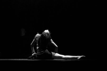 CHENGDU - DEC 14: Chinese modern duo dance "Rain of the Fortress Besieged" performed by Shanghai Song And Dance Troupe at Golden theater.DEC 14,2007 in Chengdu, China.Choreographer: Ma Tao, actor: Fang Guang, Wu Yuanのeditorial素材