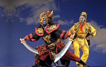 CHENGDU - Jul 23: The famous chinese opera "Monkey King : Flaming Mountain" performed by Sichuan Opera Theater at Arts Academy theater of Sichuan Jul 23, 2010 in Chengdu, China.のeditorial素材