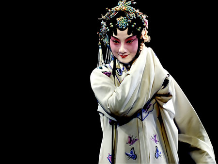CHENGDU - MAY 23:Suzhou KunQu Opera Theater of china perform The Peony Pavilion at Golden theater May 23, 2007 in Chengdu, China.The leading role is the famous opera actress Shen Fengying.のeditorial素材