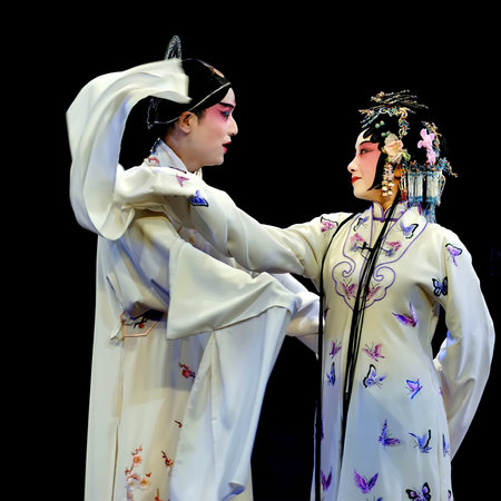 CHENGDU - MAY 23:Suzhou KunQu Opera Theater of china perform The Peony Pavilion at Golden theater May 23, 2007 in Chengdu, China.The leading role is the famous opera actress Shen Fengying.のeditorial素材