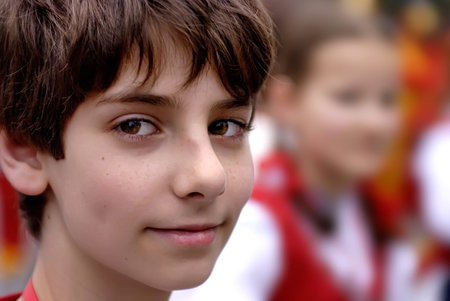 CHENGDU - MAY 23: a Romanian boy perform folk dance in the 1st International Festival of the...