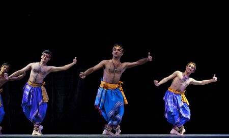 Indian folk dance "Kalinga Nartanam" performed by Kalakshetra dance institute of India at JINCHENG theater during the festival of India in china.OCT 24,2010 in Chengdu, China.のeditorial素材