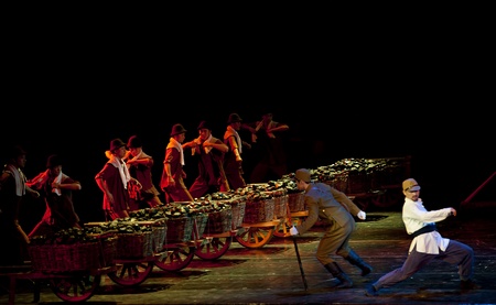 CHENGDU - Nov 18: the famous chinese dance drama "Railway Guerrillas" performed by ZongZheng dance troupe at JINCHENG theater on Nov 18, 2010 in Chengdu, China.のeditorial素材