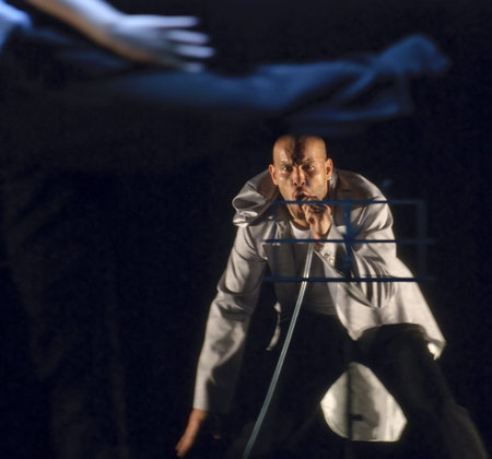 CHENGDU - Apr 8: hip-hop dance "solo" performed by french modern dance troupe at ShengGe theater on Apr 8,2008 in Chengdu, China.The leading role is the french famous dancer Mourad Merzouki.のeditorial素材