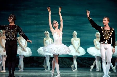 Russian royal ballet perform Swan Lake ballet at Jinsha theater December 24, 2008 in Chengdu, China.のeditorial素材