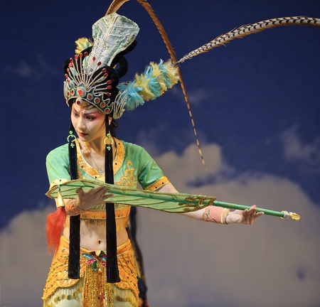 The famous chinese opera "Monkey King : Flaming Mountain" performed by Sichuan Opera Theater at Arts Academy theater of Sichuan Jul 23, 2010 in Chengdu, China.のeditorial素材