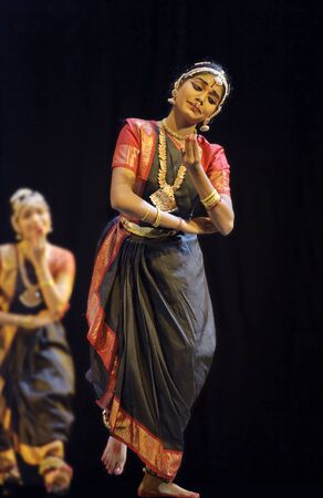 CHENGDU,CHINA - OCT 24: Indian folk dance performed by Kalakshetra dance institute of India at JINCHENG theater during the festival of India in China.Oct 24,2010 in Chengdu, China.のeditorial素材
