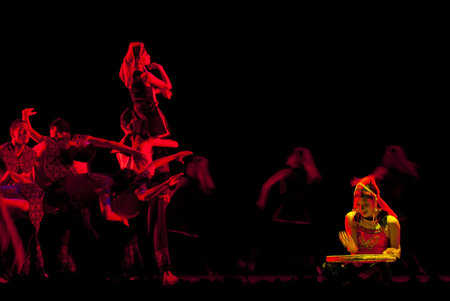 CHENGDU - DEC 10: Group dance Sun inside mountain performed by Wenzhou Song and Dance Troupe at...