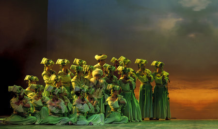 CHENGDU,CHINA - MAY 6,2009: Chinese Qiang ethnic dance performed by Qiang ethnic dance troupe at...