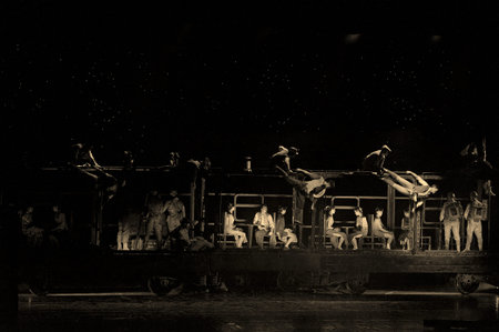 CHENGDU, CHINA - NOV 18: Chinese dancers perform modern dance drama onstage at JINCHENG theater on Nov 18, 2010 in Chengdu, China.のeditorial素材
