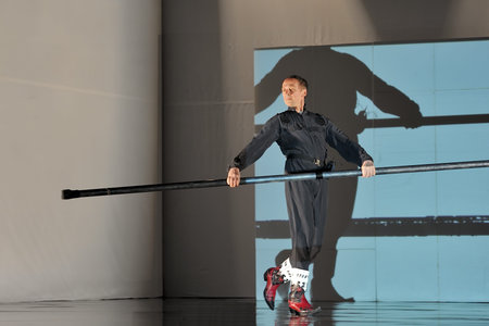 CHENGDU - APR 20: Frence modern dancer performs Dance contemporary on stage at at JINSHA theater on...