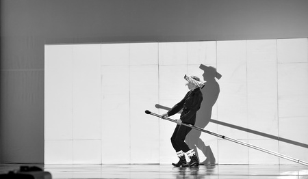 CHENGDU - APR 20: Frence modern dancer performs Dance contemporary on stage at at JINSHA theater on Apr 20, 2011 in Chengdu, China.The dancer is the famous France modern hoofer Dominique Boivin.のeditorial素材