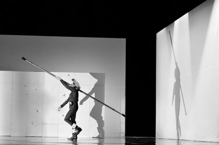 CHENGDU - APR 20: Frence modern dancer performs Dance contemporary on stage at at JINSHA theater on...