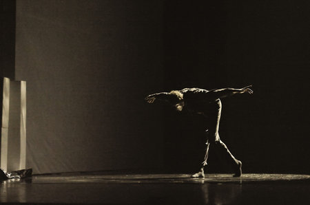 CHENGDU - APR 20: Frence modern dancer performs Dance contemporary on stage at at JINSHA theater on Apr 20, 2011 in Chengdu, China.The dancer is the famous France modern hoofer Dominique Boivin.のeditorial素材