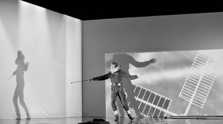 CHENGDU - APR 20: Frence modern dancer performs Dance contemporary on stage at at JINSHA theater on...