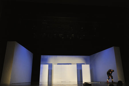 CHENGDU - APR 20: Frence modern dancer performs Dance contemporary on stage at at JINSHA theater on Apr 20, 2011 in Chengdu, China.The dancer is the famous France modern hoofer Dominique Boivin.のeditorial素材