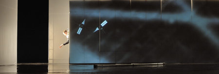 CHENGDU - APR 20: Frence modern dancer performs Dance contemporary on stage at at JINSHA theater on Apr 20, 2011 in Chengdu, China.The dancer is the famous France modern hoofer Dominique Boivin.のeditorial素材