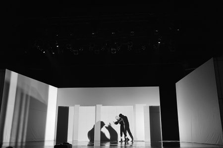 CHENGDU - APR 20: Frence modern dancer performs Dance contemporary on stage at at JINSHA theater on Apr 20, 2011 in Chengdu, China.The dancer is the famous France modern hoofer Dominique Boivin.のeditorial素材
