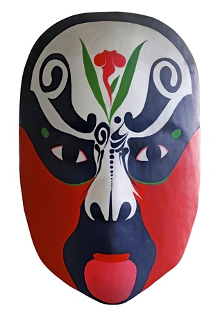 chinese traditional opera facial painting with white isolated backgroundの写真素材