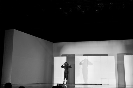 CHENGDU - APR 20: Frence modern dancer performs Dance contemporary on stage at at JINSHA theater on Apr 20, 2011 in Chengdu, China.
The dancer is the famous France modern hoofer Dominique Boivin.のeditorial素材