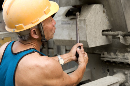 hardworking laborer on construction site