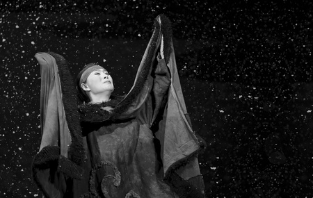 CHENGDU - MAY 29: chinese Ping opera performer make a show on stage to compete for awards at Xinan theater in 25th Chinese Drama Plum Blossom Award competition.May 29, 2011 in Chengdu, China.Chinese Drama Plum Blossom Award is the highest theatrical awarのeditorial素材