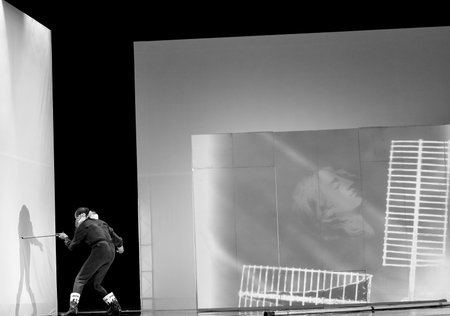 CHENGDU - APR 20: French modern dancer performs Dance contemporary on stage at at JINSHA theater on...