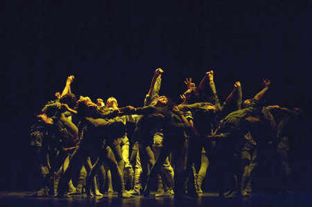 CHENGDU - MAY 25: Chinese Modern Dance Drama Red Army flower perform on stage at Xinan theater on...