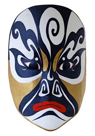 chinese traditional opera facial painting with white isolated backgroundの写真素材
