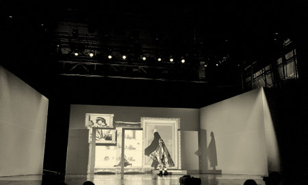 CHENGDU - APR 20: French modern dancer performs Dance contemporary on stage at at JINSHA theater on Apr 20, 2011 in Chengdu, China.The dancer is the famous France modern hoofer Dominique Boivin.のeditorial素材