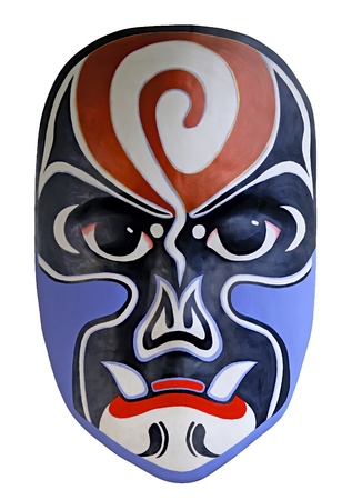 chinese traditional opera facial painting with white isolated backgroundの写真素材