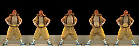 CHENGDU - JUN 6: Mulian Drama of Chinese Qi opera performer make a show on stage to compete for awards in 25th Chinese Drama Plum Blossom Award competition at Experimental theater.Jun 6, 2011 in Chengdu, China.のeditorial素材