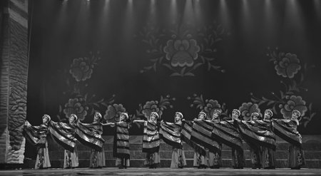 CHENGDU - SEP 27: chinese Tibetan ethnic dancers perform on stage at experimental theater.Sep...