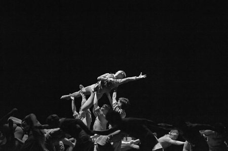 CHENGDU - MAY 25: Chinese Modern Dance Drama Red Army flower perform on stage at Xinan theater on...