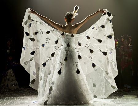 CHENGDU - OCT 27: chinese famous dancer Yang Liping performs Peacock Dance on stage at Jincheng theater.Oct 27, 2011 in Chengdu, China.のeditorial素材